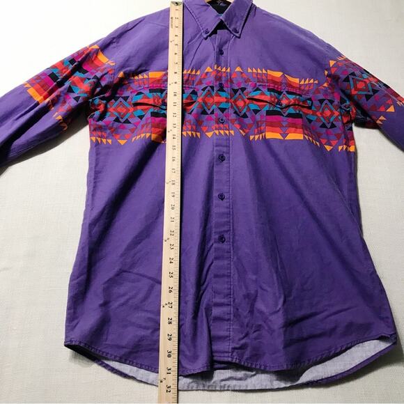 Vintage Roper Mens Large Button Down Shirt Ikat Tribal Southwestern Cowboy Print - Picture 14 of 16